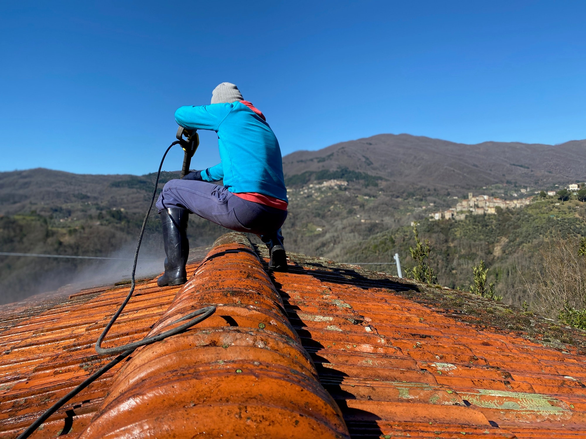 Cleaning the rooftop